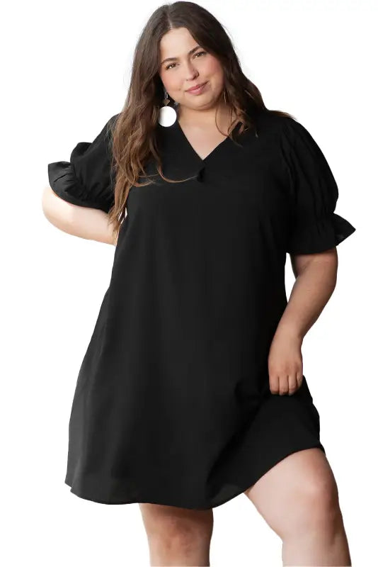 Dolly puff sleeve plus size mini dress - size/plus dresses/plus dresses