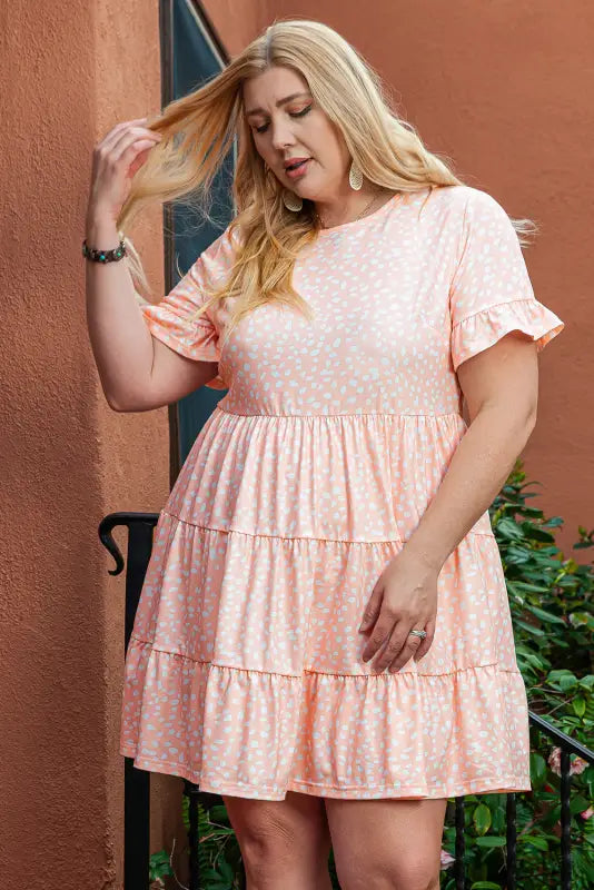 Donna tiered ruffled plus size dress - size/plus dresses/plus mini dresses