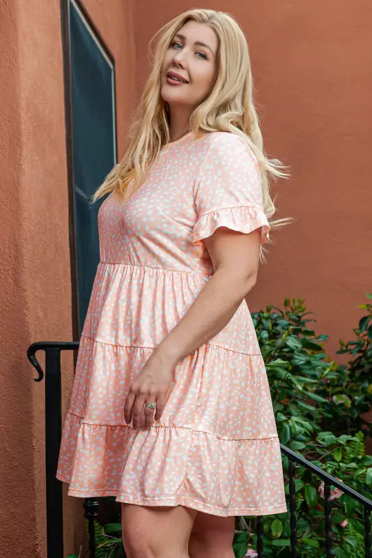 Donna tiered ruffled plus size dress - size/plus dresses/plus mini dresses