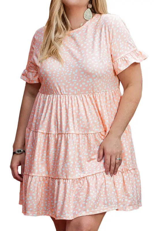 Donna tiered ruffled plus size dress - size/plus dresses/plus mini dresses