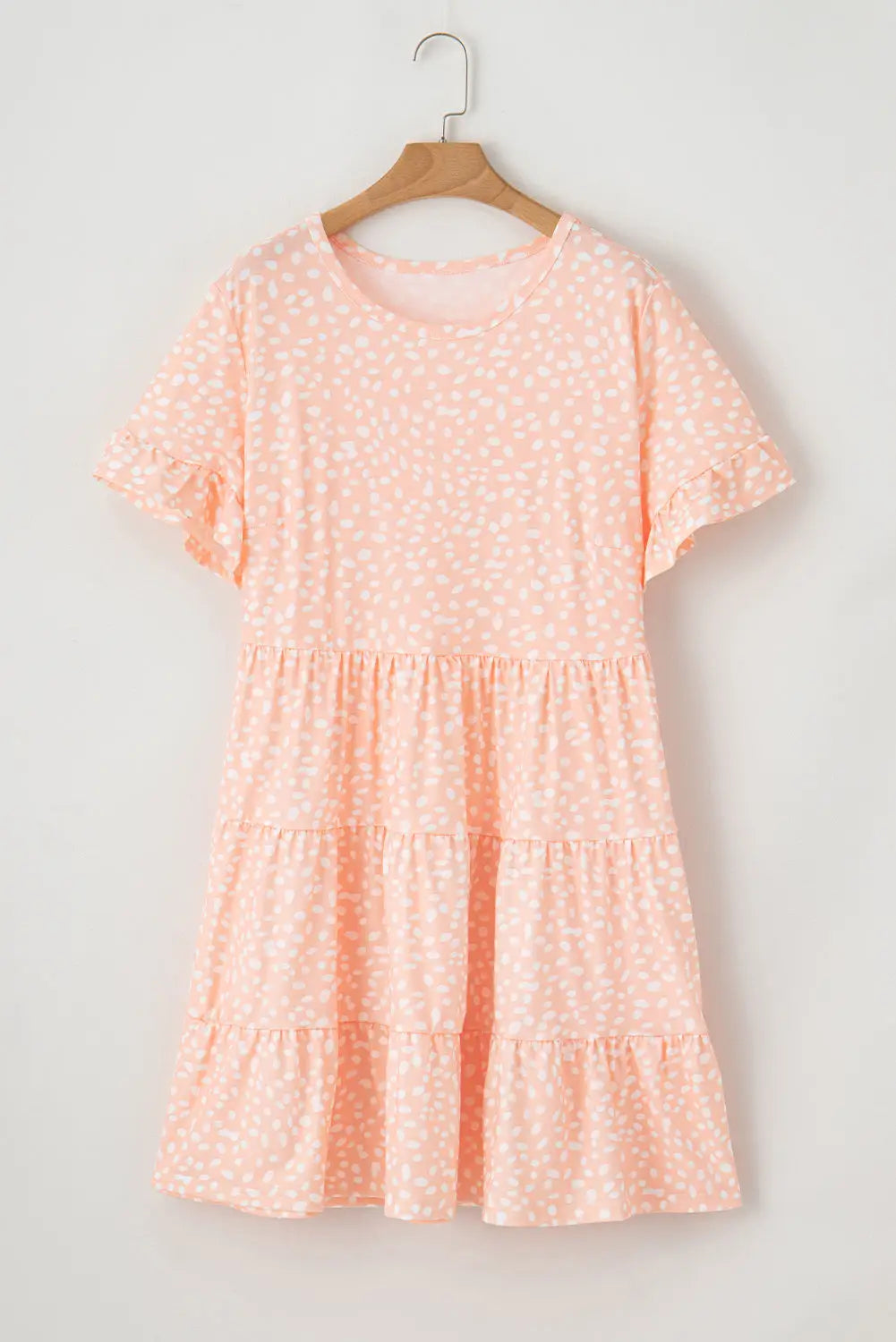 Donna tiered ruffled plus size dress - pink / 1x / 95% polyester + 5% elastane - size/plus dresses/plus mini dresses