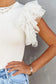 Dotty Mesh Ruffle Sleeve Ribbed Knit Top - Fashionfitz