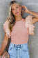 Dotty Mesh Ruffle Sleeve Ribbed Knit Top - Fashionfitz