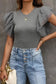 Dotty Mesh Ruffle Sleeve Ribbed Knit Top - Fashionfitz