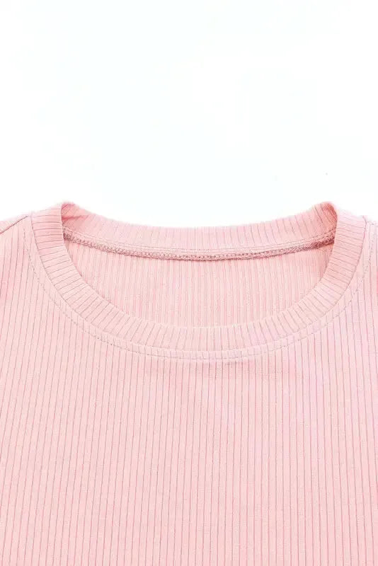 Dotty Mesh Ruffle Sleeve Ribbed Knit Top - Fashionfitz