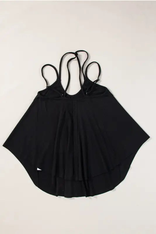 Double straps tank top - black exposed seam detail - tops/tank tops