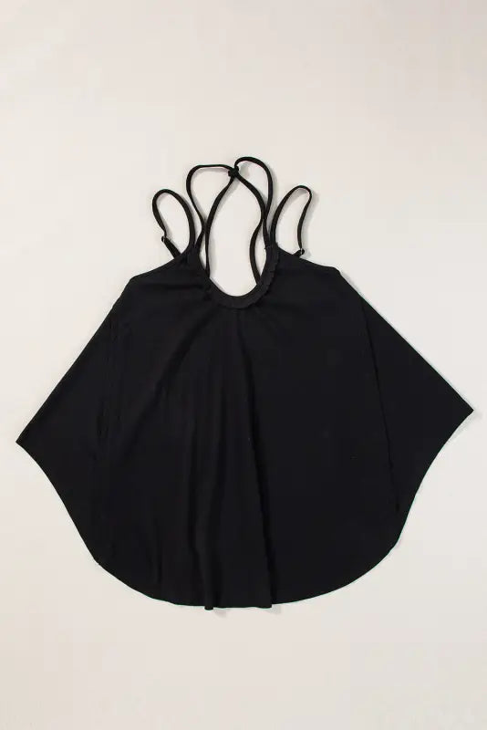 Double straps tank top - black exposed seam detail - tops/tank tops