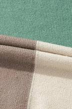 Draped Open Front Chunky Cardigan - Green Colorblock - Fashionfitz