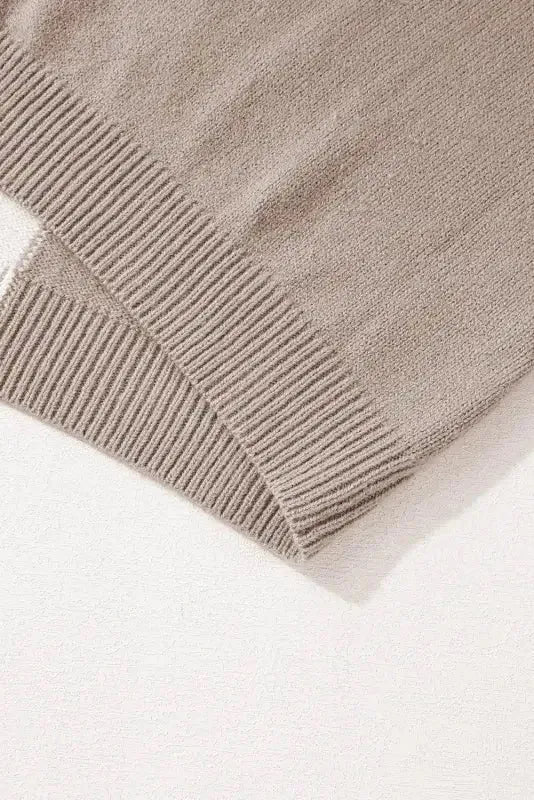 Draped Open Front Chunky Cardigan - Green Colorblock - Fashionfitz