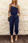 Black drawstring waist spaghetti straps jumpsuit - jumpsuits & rompers