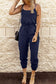 Black drawstring waist spaghetti straps jumpsuit - jumpsuits & rompers