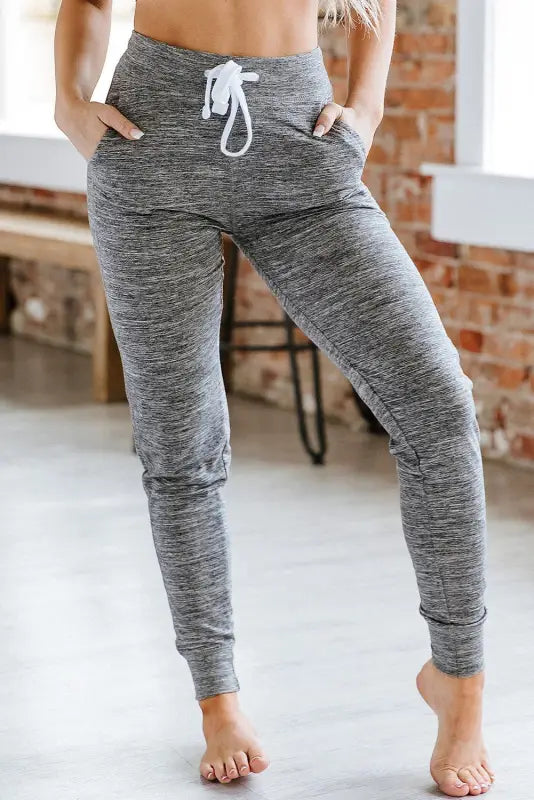 Drawstring waist joggers - gray / s / 90% polyester + 10% elastane