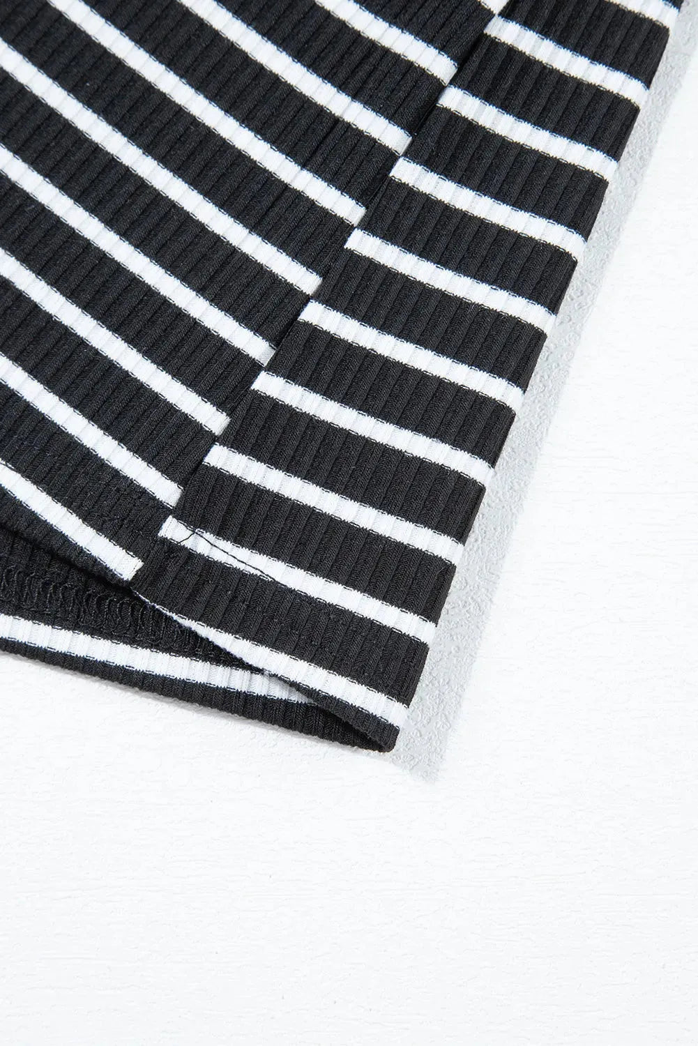 Black Stripe Ribbed Knit Sleeveless Mini Dress - Fashionfitz