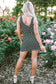 Black Stripe Ribbed Knit Sleeveless Mini Dress - Fashionfitz