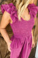 Rose Red Ruffled Straps Smocked Maxi Dress - Fashionfitz