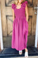 Rose Red Ruffled Straps Smocked Maxi Dress - Fashionfitz