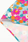 Sky Blue Floral Print Tie Split Neck Bubble Sleeve Baby-doll Dress - Fashionfitz