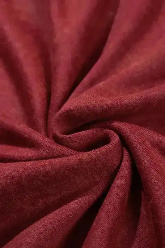 Detailed fabric texture of red Drop Shoulder Crew Neck Sweatshirt, showing soft and warm material ideal for winter.