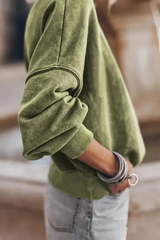 Drop Shoulder Crew Neck Pullover Sweatshirt - Fashionfitz