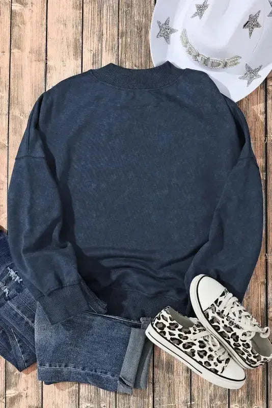 Drop Shoulder Crew Neck Pullover Sweatshirt - Fashionfitz
