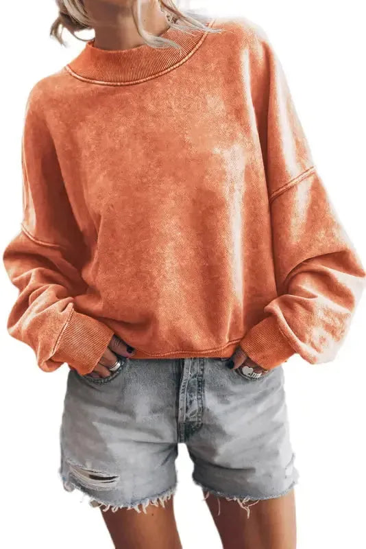 Drop Shoulder Crew Neck Pullover Sweatshirt - Fashionfitz