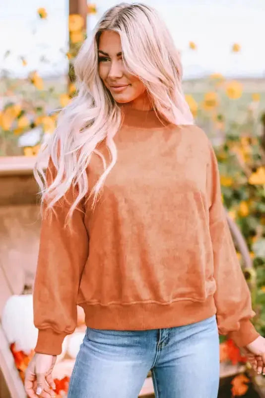 Drop Shoulder Crew Neck Pullover Sweatshirt - Fashionfitz