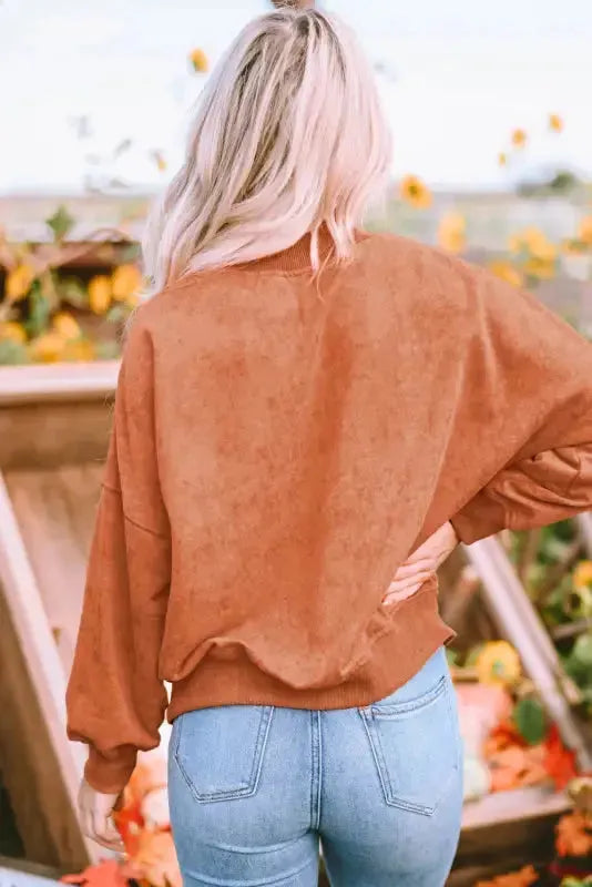 Drop Shoulder Crew Neck Pullover Sweatshirt - Fashionfitz