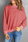 Red dahlia drop shoulder crew neck pullover sweatshirt - tops