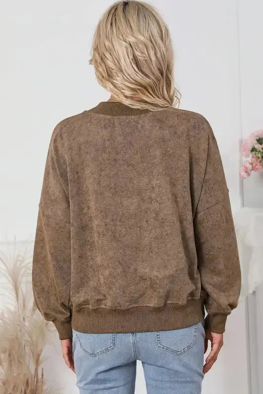 Drop Shoulder Crew Neck Pullover Sweatshirt - Fashionfitz