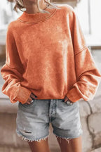 Drop Shoulder Crew Neck Pullover Sweatshirt - Fashionfitz