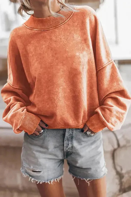 Drop Shoulder Crew Neck Pullover Sweatshirt - Fashionfitz