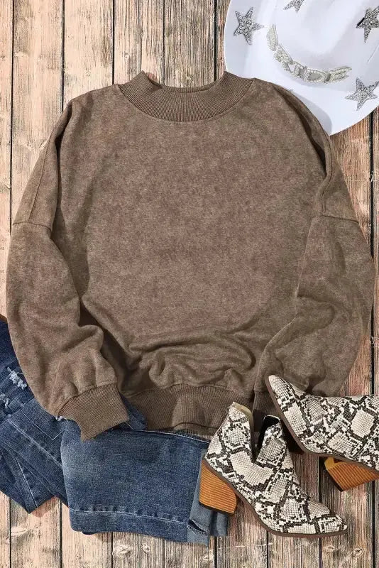 Drop Shoulder Crew Neck Pullover Sweatshirt - Fashionfitz