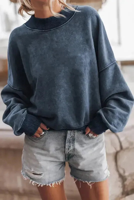 Drop Shoulder Crew Neck Pullover Sweatshirt - Fashionfitz