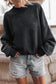 Red dahlia drop shoulder crew neck pullover sweatshirt - black / s / 75% polyester + 25% cotton - tops