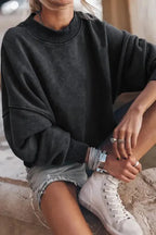 Drop Shoulder Crew Neck Pullover Sweatshirt - Fashionfitz