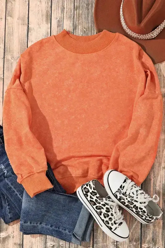 Drop Shoulder Crew Neck Pullover Sweatshirt - Fashionfitz