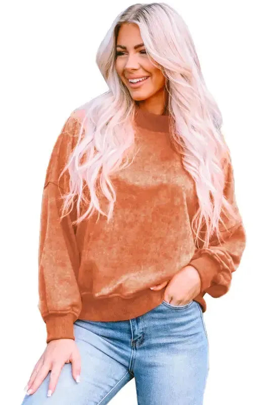 Drop Shoulder Crew Neck Pullover Sweatshirt - Fashionfitz