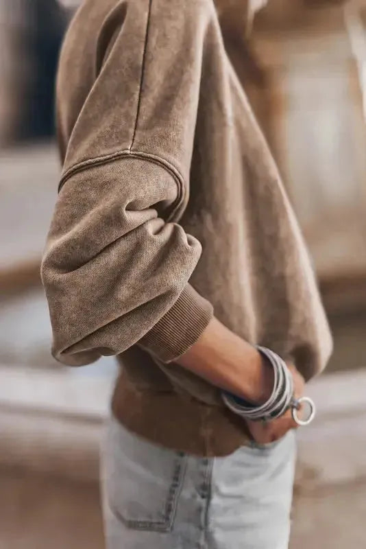 Drop Shoulder Crew Neck Pullover Sweatshirt - Fashionfitz