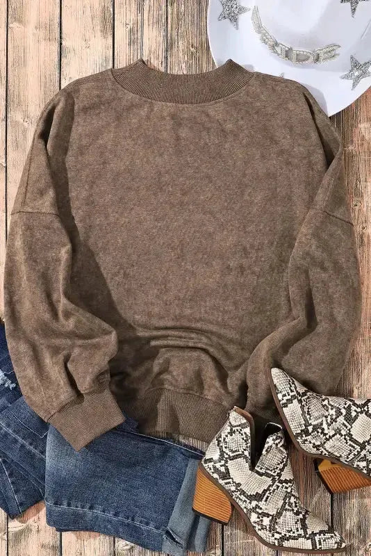 Drop Shoulder Crew Neck Pullover Sweatshirt - Fashionfitz
