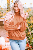 Drop Shoulder Crew Neck Pullover Sweatshirt - Fashionfitz