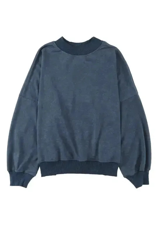 Drop Shoulder Crew Neck Pullover Sweatshirt - Fashionfitz