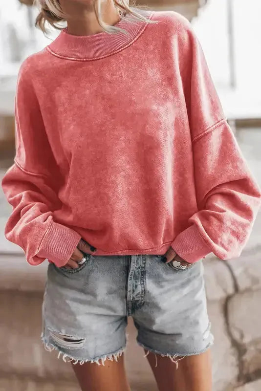 Drop Shoulder Crew Neck Pullover Sweatshirt - Fashionfitz