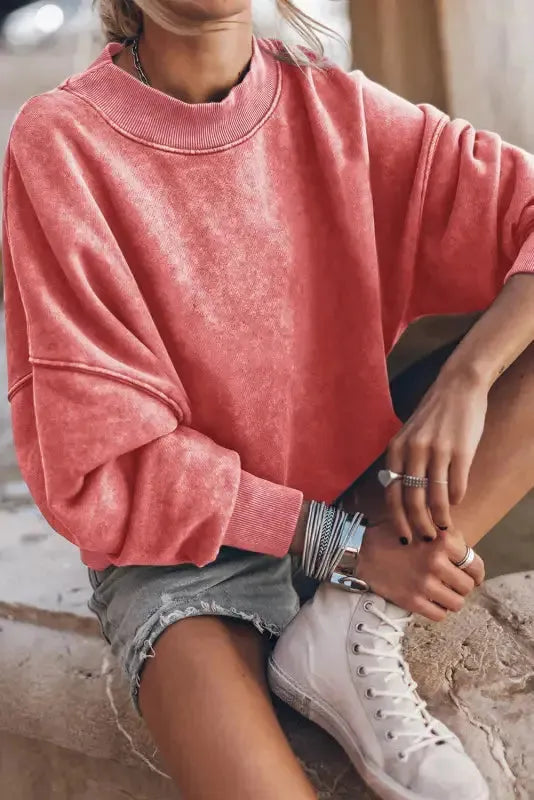 Drop Shoulder Crew Neck Pullover Sweatshirt - Fashionfitz