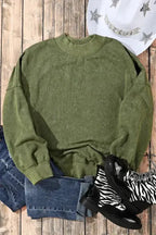 Drop Shoulder Crew Neck Pullover Sweatshirt - Fashionfitz