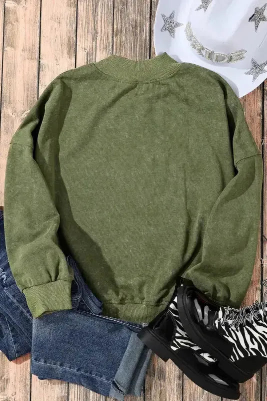 Drop Shoulder Crew Neck Pullover Sweatshirt - Fashionfitz