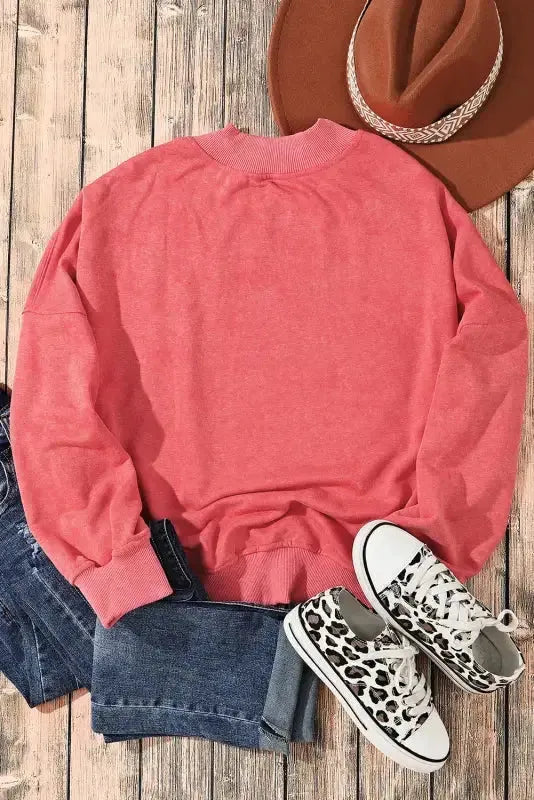 Drop Shoulder Crew Neck Pullover Sweatshirt - Fashionfitz