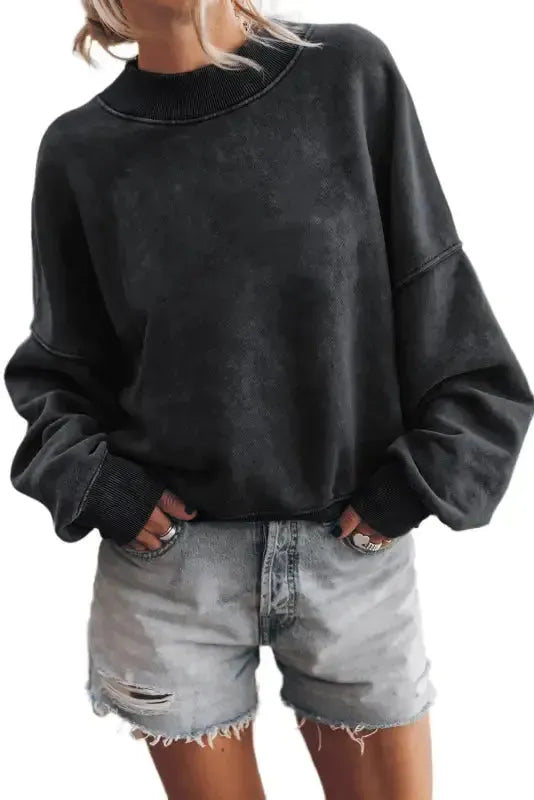 Drop Shoulder Crew Neck Pullover Sweatshirt - Fashionfitz