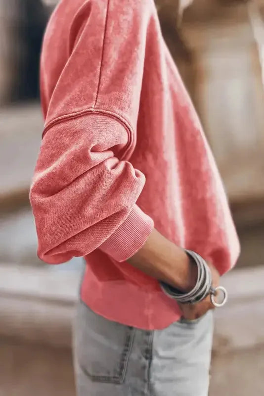 Drop Shoulder Crew Neck Pullover Sweatshirt - Fashionfitz