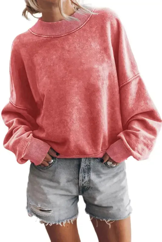 Drop Shoulder Crew Neck Pullover Sweatshirt - Fashionfitz