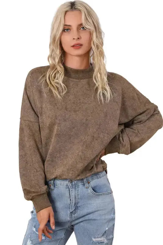 Drop Shoulder Crew Neck Pullover Sweatshirt - Fashionfitz